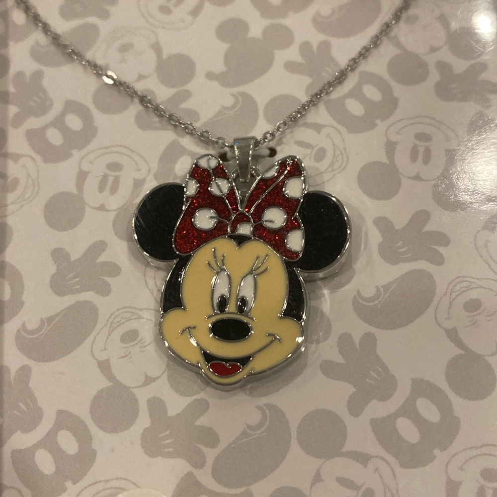 Disney Mickey Mouse Minnie Mouse Pendant Enamel Necklace